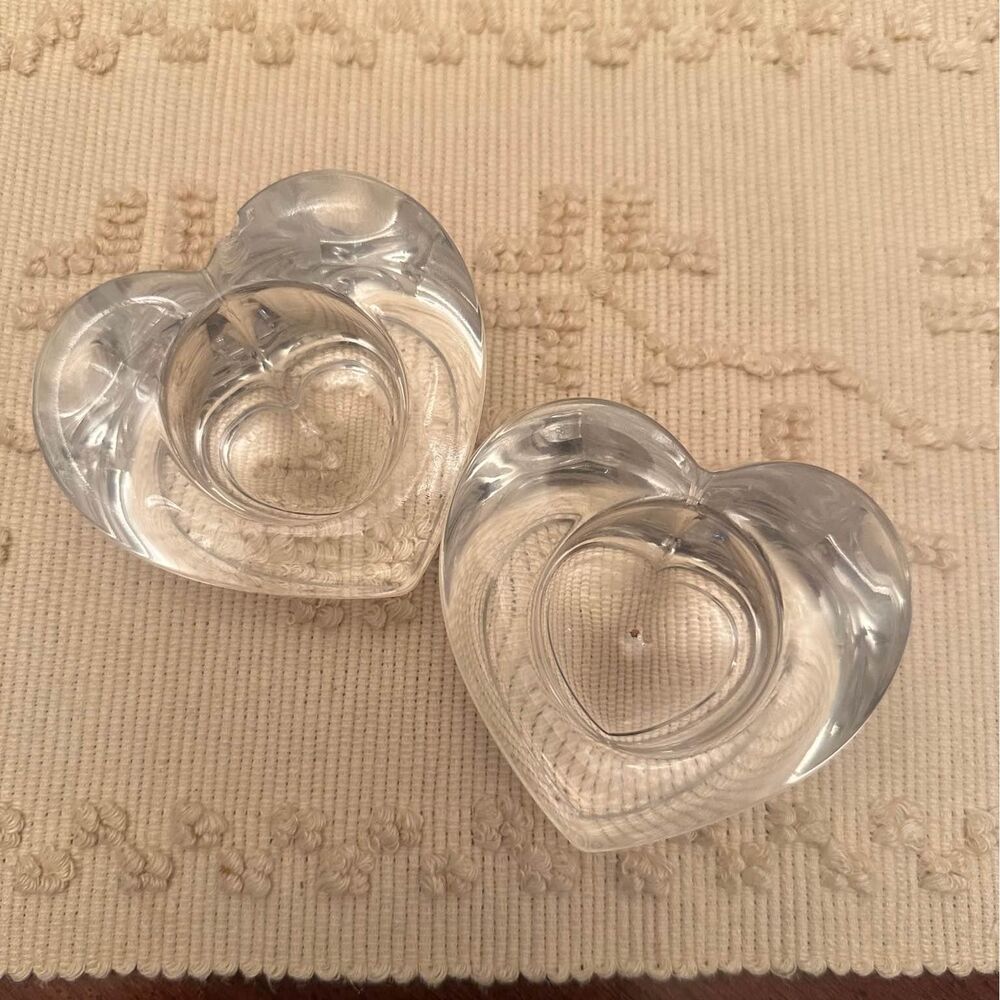 Orrefors Crystal Glass Heart Shape Votive Tealight Candle Holder Paperweight